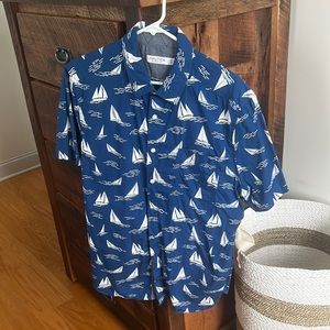 Nautica Classic Fit Button Down Casual Short Sleeve Shirt L